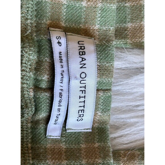 Urban Outfitters Size Small Green Plaid Flare Open Slit Leg Trousers NWOT - Picture 7 of 10